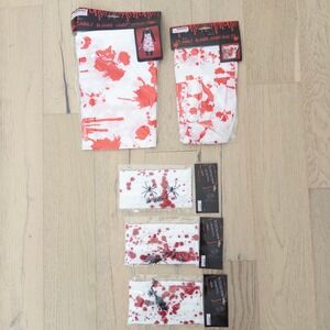 Adult Bloody‎ Chef Apron Hat Face Mask Costume Set Halloween Prop Decoration